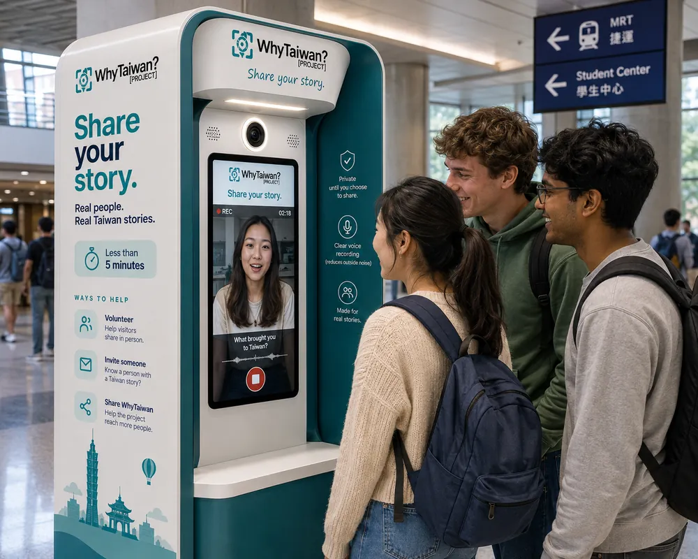 WhyTaiwan story kiosk at a Taiwan airport