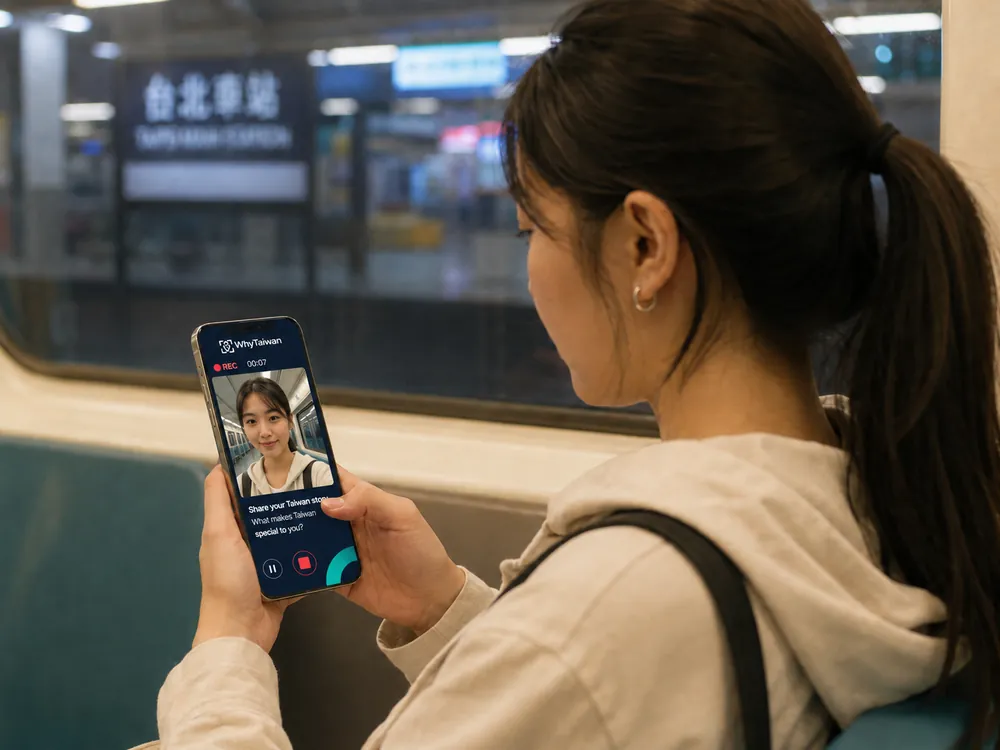 WhyTaiwan story recording on a mobile phone